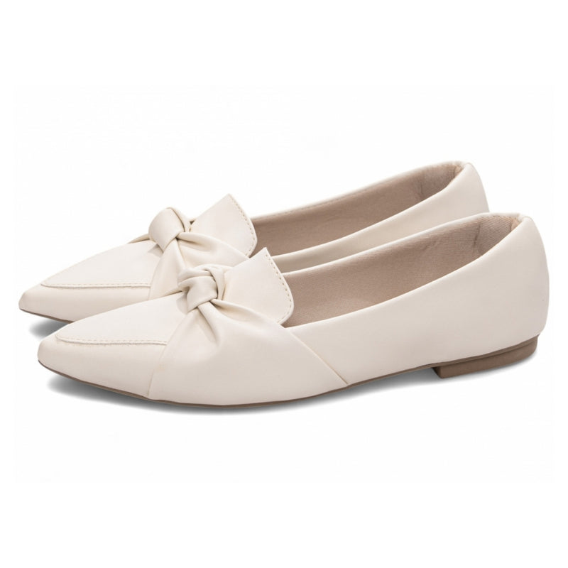 Sapatilha Mocassim Feminino Bico Fino Off White (157C)