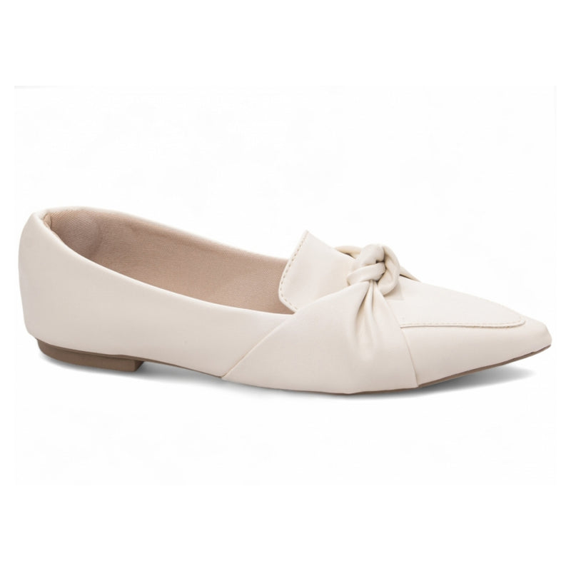 Sapatilha Mocassim Feminino Bico Fino Off White (157C)