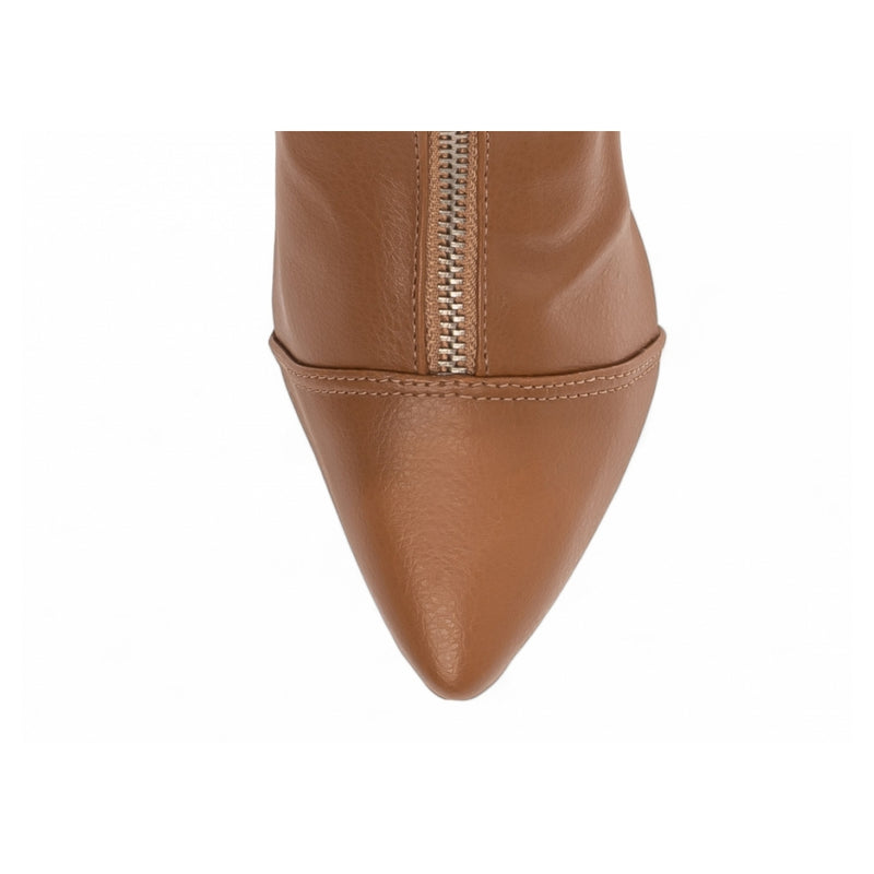Bota Bico Fino Cano Médio Marrom Caramelo Escuro Salto 9,5